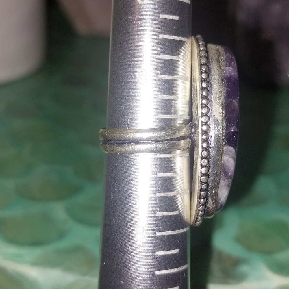 Large Chevron Amethyst Statement Ring 💍 - Picture 6 of 6